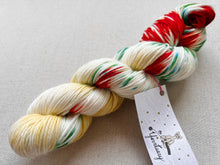Load image into Gallery viewer, OOAK Variant of It’s Beginning to Look a Lot Like Christmas (Trial 3) Hand Dyed Merino Wool Superwash DK Yarn
