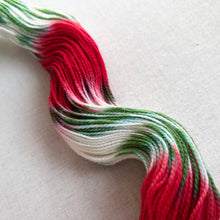 Load image into Gallery viewer, OOAK Variant of It’s Beginning to Look a Lot Like Christmas (Trial 11) Hand Dyed Merino Wool and Recycled Nylon Superwash Sock/Fingering Yarn