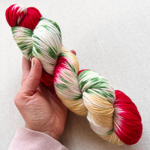 Load image into Gallery viewer, OOAK Variant of It’s Beginning to Look a Lot Like Christmas (Trial 5) Hand Dyed Merino Wool Superwash DK Yarn