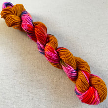 Load image into Gallery viewer, OOAK Variant (Trial 7) of Donut Go Breaking My Heart - Hand Dyed Merino Wool & Recycled Nylon Superwash Yarn - Mini Hank