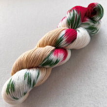 Load image into Gallery viewer, OOAK Variant of It’s Beginning to Look a Lot Like Christmas (Trial 11) Hand Dyed Merino Wool and Recycled Nylon Superwash Sock/Fingering Yarn