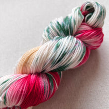 Load image into Gallery viewer, OOAK Variant of It’s Beginning to Look a Lot Like Christmas (Trial 12) Hand Dyed Merino Wool, Cashmere and Nylon Superwash Sock/Fingering Yarn