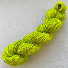 Load image into Gallery viewer, OOAK Variant of Diet Mountain Dew (Trial 1) Hand Dyed Merino Wool Superwash DK Yarn