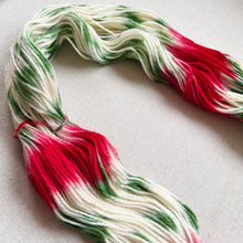 Load image into Gallery viewer, OOAK Variant of It’s Beginning to Look a Lot Like Christmas (Trial 10) Hand Dyed Merino Wool Superwash DK Yarn