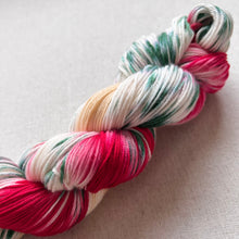 Load image into Gallery viewer, OOAK Variant of It’s Beginning to Look a Lot Like Christmas (Trial 12) Hand Dyed Merino Wool, Cashmere and Nylon Superwash Sock/Fingering Yarn