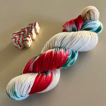 Load image into Gallery viewer, It’s Beginning to Look a Lot Like Christmas Hand Dyed Merino Wool & Nylon Superwash Sock/Fingering Yarn