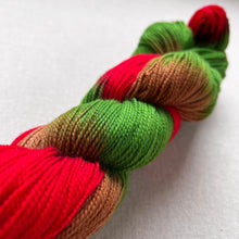 Load image into Gallery viewer, OOAK Variant (Trial 2) of Apple Orchard Hand Dyed Merino Wool & Nylon Superwash Yarn