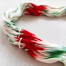 Load image into Gallery viewer, OOAK Variant of It’s Beginning to Look a Lot Like Christmas (Trial 3) Hand Dyed Merino Wool Superwash DK Yarn