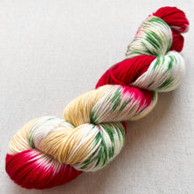 Load image into Gallery viewer, OOAK Variant of It’s Beginning to Look a Lot Like Christmas (Trial 5) Hand Dyed Merino Wool Superwash DK Yarn