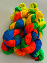 Load image into Gallery viewer, Birds of a Feather Hand Dyed 80% Merino Wool, 20% Recycled Nylon Superwash Sock/Fingering Yarn