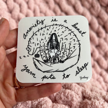 Load image into Gallery viewer, Anxiety is a Beast Yarn Puts to Sleep Vinyl Sticker