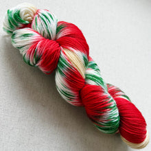 Load image into Gallery viewer, OOAK Variant of It’s Beginning to Look a Lot Like Christmas (Trial 17) Hand Dyed Merino Wool, Cashmere and Nylon Superwash Sock/Fingering Yarn