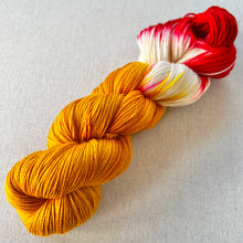 Load image into Gallery viewer, OOAK Variant (Trial 7) of Upside Down Hand Dyed Merino Wool & Nylon Superwash Yarn