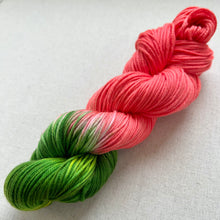 Load image into Gallery viewer, OOAK Variant (Trial 1) of Watermelon Hand Dyed Superwash 100% Merino Wool Worsted Yarn