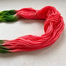 Load image into Gallery viewer, OOAK Variant (Trial 1) of Watermelon Hand Dyed Superwash 100% Merino Wool Worsted Yarn