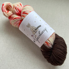 Load image into Gallery viewer, OOAK Variant (Trial 1) of Bark at the Moon (Peppermint Bark) - Hand Dyed Superwash 100% Merino Wool DK Yarn