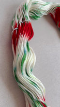 Load and play video in Gallery viewer, OOAK Variant of It’s Beginning to Look a Lot Like Christmas (Trial 3) Hand Dyed Merino Wool Superwash DK Yarn