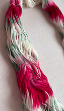 Load and play video in Gallery viewer, OOAK Variant of It’s Beginning to Look a Lot Like Christmas (Trial 12) Hand Dyed Merino Wool, Cashmere and Nylon Superwash Sock/Fingering Yarn