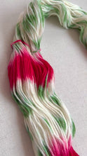 Load and play video in Gallery viewer, OOAK Variant of It’s Beginning to Look a Lot Like Christmas (Trial 10) Hand Dyed Merino Wool Superwash DK Yarn