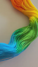 Load and play video in Gallery viewer, Lollipop Hand Dyed 80% Merino Wool, 20% Recycled Nylon Superwash Sock/Fingering Yarn