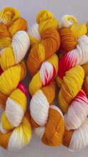 Load and play video in Gallery viewer, Upside Down Hand Dyed Merino Wool Superwash Sport Yarn