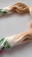 Load and play video in Gallery viewer, OOAK Variant of It’s Beginning to Look a Lot Like Christmas (Trial 11) Hand Dyed Merino Wool and Recycled Nylon Superwash Sock/Fingering Yarn