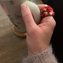Load image into Gallery viewer, Falling Crocheted Ring in color Sweet Creature (Strawberry Cheesecake)