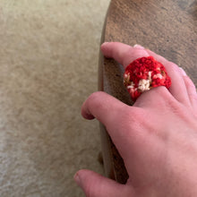 Load image into Gallery viewer, Falling Crocheted Ring in color Sweet Creature (Strawberry Cheesecake)