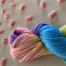 Load image into Gallery viewer, Sour Candy Hand Dyed Superwash Merino Wool & Nylon Sparkle Sock Yarn