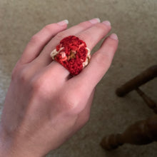 Load image into Gallery viewer, Falling Crocheted Ring in color Sweet Creature (Strawberry Cheesecake)