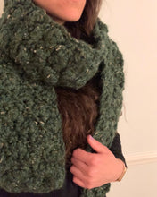 Load image into Gallery viewer, Moonlight Chunky Handmade Scarf in Kale Tweed