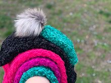 Load image into Gallery viewer, She Smiled Sweetly Handmade Velvet Beanie in Black with Blush Pom Pom