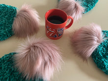 Load image into Gallery viewer, She Smiled Sweetly Handmade Velvet Beanie - Pagoda with Blush Faux Fur Pom Pom