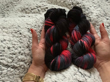 Load image into Gallery viewer, Goodbye (Dark Netflix) Hand Dyed Superwash 100% Merino Wool Sock Yarn