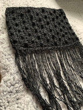 Load image into Gallery viewer, Goodbye Handmade Cowl with Fringe in Black