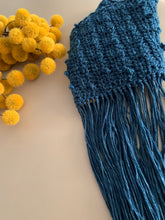 Load image into Gallery viewer, Goodbye Handmade Cowl with Fringe in Mid-Blue