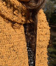 Load image into Gallery viewer, Goodbye Handmade Tweed Super Scarf with Fringe in Mustard