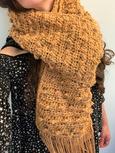 Load image into Gallery viewer, Goodbye Handmade Tweed Super Scarf with Fringe in Mustard