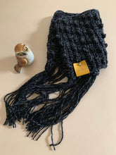Load image into Gallery viewer, Goodbye Handmade Cowl with Fringe in Black