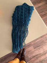 Load image into Gallery viewer, Goodbye Handmade Cowl with Fringe in Mid-Blue