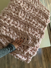 Load image into Gallery viewer, Never Tear Us Apart Extra Chunky Handmade Blanket in Pink - MADE TO ORDER