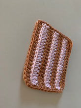Load image into Gallery viewer, Handmade Cotton Mug Rug in Camel with Blush Stripes