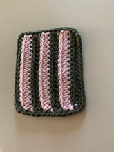 Load image into Gallery viewer, Handmade Cotton Mug Rug in Pine with Blush Stripes
