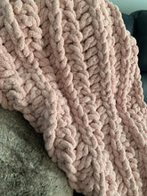 Load image into Gallery viewer, Never Tear Us Apart Extra Chunky Handmade Blanket in Pink - MADE TO ORDER
