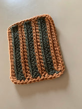 Load image into Gallery viewer, Handmade Cotton Mug Rug in Camel with Pine Stripes