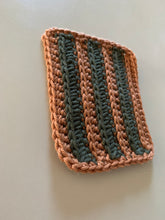 Load image into Gallery viewer, Handmade Cotton Mug Rug in Camel with Pine Stripes