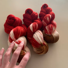 Load image into Gallery viewer, Sweet Creature (Strawberry Cheesecake) OOAK Wild Variant Hand Dyed Superwash Merino, Cashmere & Nylon Sock Yarn