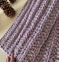 Load image into Gallery viewer, Never Tear Us Apart Soft Chunky Handmade Scarf in Purple Twist