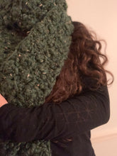 Load image into Gallery viewer, Moonlight Chunky Handmade Scarf in Kale Tweed