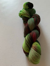 Load image into Gallery viewer, OOAK Variant of Mistletoe and Holly Hand Dyed Organic Merino Wool & Biodegradable Nylon Sock Yarn